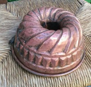 French Copper Tin Lined Baking Mold Antique Bundt Cake Jelly Aspec Mould Circle