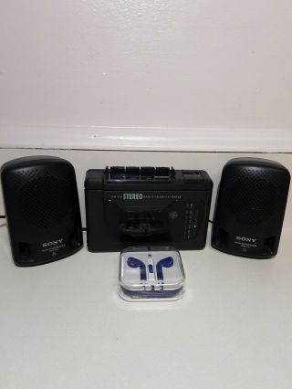 Vintage Ge Portable Am/fm Stereo Radio Cassette Player W/sony Speaker System