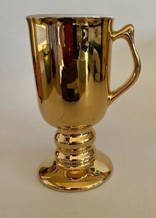 Vintage Hall Gold Plated Irish Coffee Cup - Footed Pedestal Mug 1273