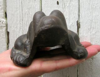 Large Antique Victorian Era Cast Iron Bullfrog Figurine Doorstop Frog Primitive