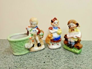3 Vintage Small Ceramic Hand Painted Children Figurines,  Japan 5