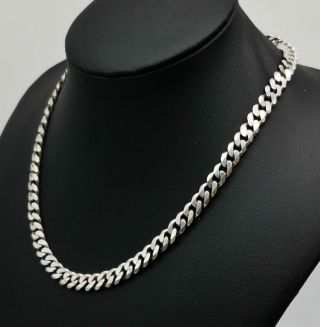 Vintage Heavy Sterling Silver 18 Inch Curb Link Necklace 42.  7 Grams.