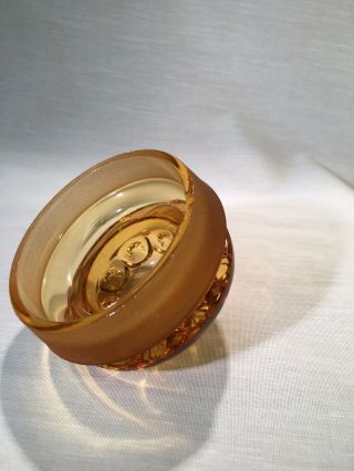 Vintage LE Smith Amber Glass Apothecary Canister Moon/Stars Small Lid 2 - 3/4 