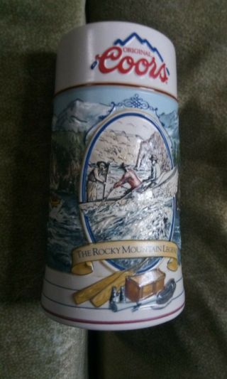 Vintage 1992 Coors Beer Stein " The Rocky Mountain Legend " Series 24 Oz