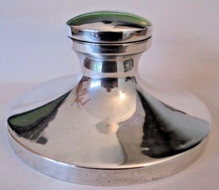 Large Birmingham Hallmarked 1926 Silver Capstan Shape Inkwell Made By Sanders &
