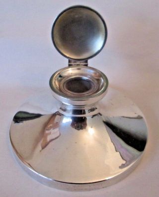 Large Birmingham Hallmarked 1926 Silver Capstan shape Inkwell made by Sanders & 2
