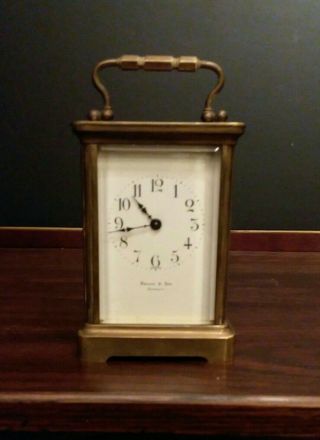 Antique Roehm & Son Detorit Retailer H&h French Brass Carriage Clock,