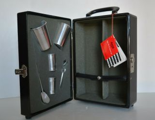Vintage Imperial Liquor Bar Ware Portable Travel Bar Set Suitcase 1960s 2 Bottle