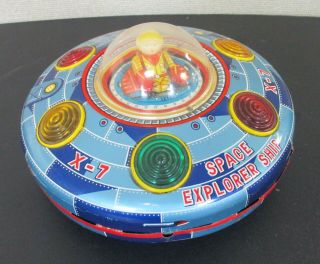 Vintage Modern Toys Tin Litho X - 7 Space Explorer Ship Battery Operated