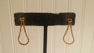 Vintage Monet Goldtone Metal Serpentine Chain Loop Post Pierced Earrings