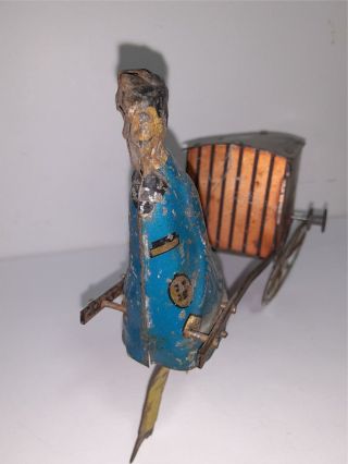 ANTIQUE LEHMANN WIND UP TOY - EXPRESS PORTER - 1900S - ORIG PATINA - PAINT - GERMANY - 12 3