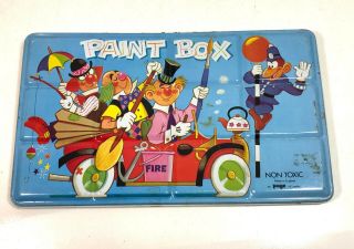 Vintage Tin Page Of London Paint Box Made In England Circus Clowns Car