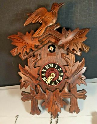 Vintage Made In Germany Cuckoo Clock With Weight & Topper For Repairs