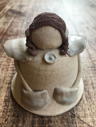Vintage Hand Crafted Clay Ceramic Lady Girl Bell