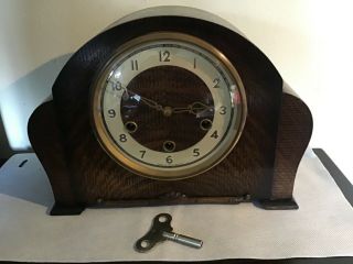 Antique Vintage Oak Cased Mantle Clock Westminster Chime