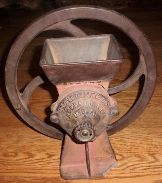 Antique STOVER MFG CO FREEPORT ILL USA 3244 - G Coffee Grain Burr Mill Grinder and 3