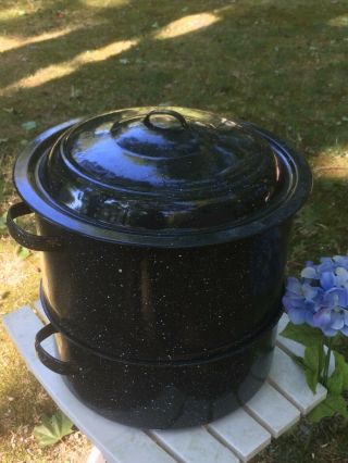 Vintage Crab,  Clam Steamer Pot By Graniteware 3 Piece Porcelain On Steel