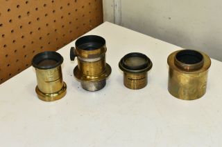 L54 - Antique Brass Lenses - Hutinet Paris No.  509,  York Lens,  Etc