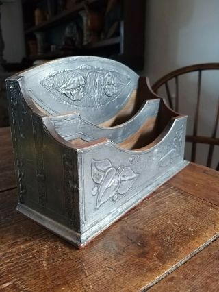 A Little Arts And Crafts Pewter Repousse Letter Rack Like Liberty