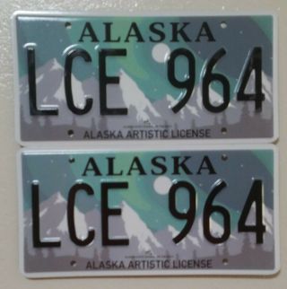 Matching Alaska License Plates Lce - 964 Artistic Aurora Borealis Design