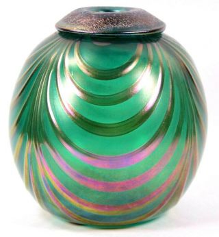 Vintage Guernsey Island Studio Art Glass Vase Circa 1980 Michael Harris Art Deco