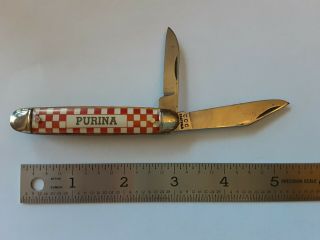 Vintage CCC Canton PURINA Advertising Two Blade Pocket Knife 2