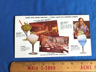 Vintage South Pacific Polynesian Florida Tiki Bar Drink Menu Mixologists Pc