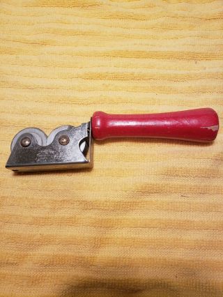 Vintage Heavy Ace Mfg Co Knife Sharpener Red Wood Wooden Handle