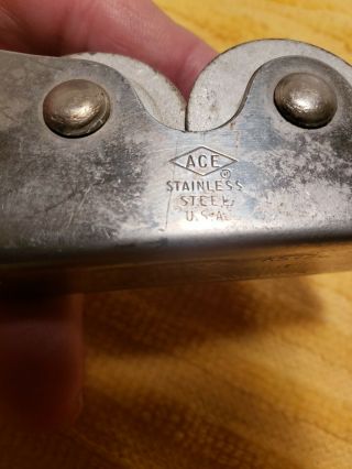 Vintage Heavy ACE Mfg Co Knife Sharpener Red Wood Wooden Handle 3