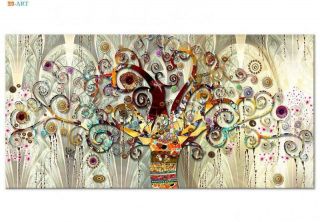 Vintage Poster Tree of Life Print Abstract Canvas Painting Gold Wall Art Picture 3