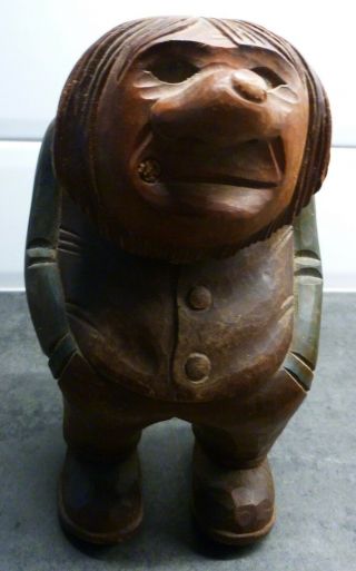 Vintage Otto Sveen ? Hand Carved Wooden Norwegian Troll 1970 