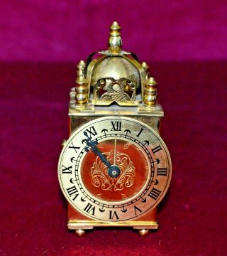 Vintage Brass Lionel Peck Miniature Lantern Clock With Alarm For Repair