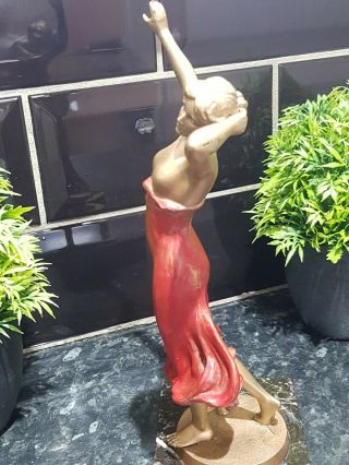 1920s Art Deco spelter Lady Figurine on marble base 2