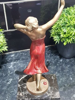 1920s Art Deco spelter Lady Figurine on marble base 3