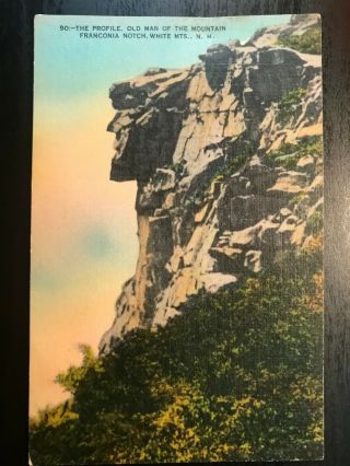 Vintage Postcard 1930 - 1945 Old Man Of The Mountain Franconia Notch Hampshire