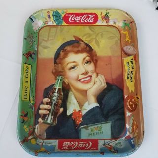 Vintage 1950s Coca - Cola Tin Thirst Knows No Season Advertising