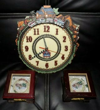 Lionel 100th Anniversary 1900 2000 Train Wall Clock & Two Lionel Music Boxes