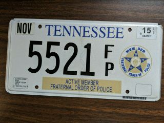 Tennessee Tn Specialty License Plate Tag Fraternal Order Of Police Issued 2013
