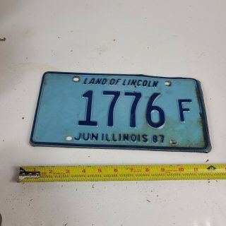 1987 Vintage Illinois License Plate Mancave 1176 F Blue
