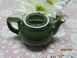 Vintage Hall Pottery Small Individual Teapot With Lid Green Old Mark Euc