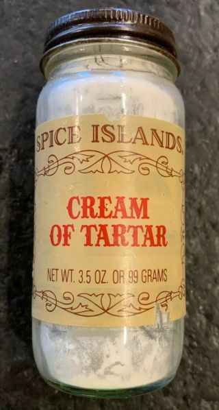 Vintage Spice Islands Cream Of Tartar Collectable Jar 3.  5 Oz Or 99 Grams