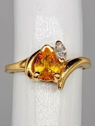 Antique 1950s $2400 1.  25ct Natural Pear Cut Yellow Sapphire 14k Gold Ring