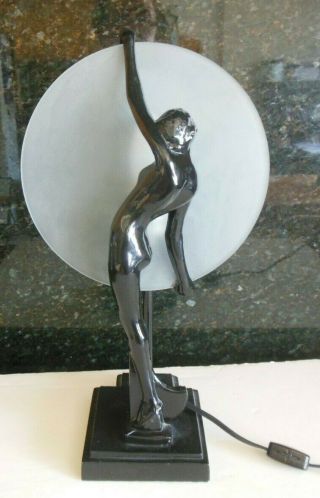 Antique Vintage Art Deco Frankart Sarsaparilla Nude Nymph Woman Metal Lamp