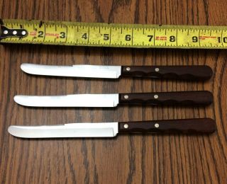3 Vintage Case Xx Cap 254 Stainless Steel Steak Table Knife Knives Rosewood