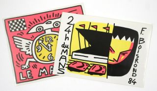 2 Vintage Stickers Keith Haring Le Mans 84 & Francois Boisrond