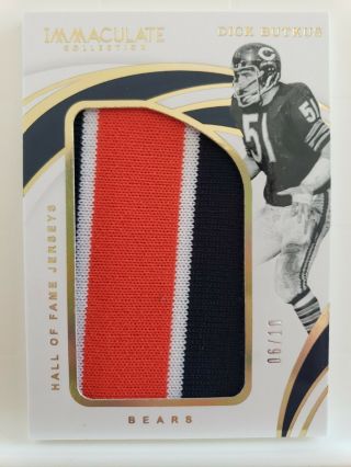 2019 Immaculate Dick Butkus Hall Of Fame Jerseys /10 Jumbo 3 Color Patch Hof