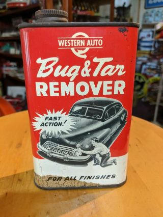 Vintage Western Auto Bug & Tar Remover 1 Pint All Metal Can