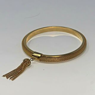 :: Estate Sale:: Vintage Gold Plated Mesh Tassel Bangles Bracelets 1980s