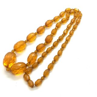 Antique Art Deco Natural Faceted Amber Beads Necklace 120
