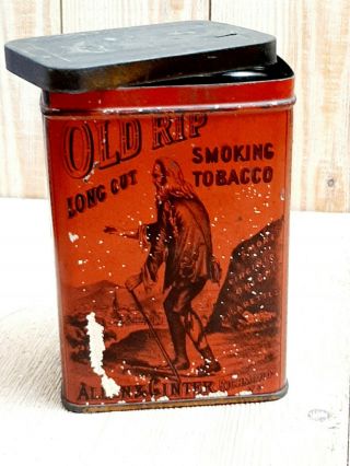 Vintage Old Rip Long Cut Tobacco Tin Allen & Ginter Advertising Richmond,  Va